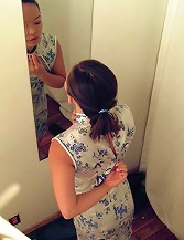 Sexy asian babe catch with a hidden cam in a changing room