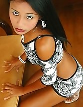 72 lb Thai girl shows off her tiny body in a sexy dress